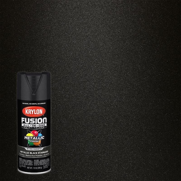 Short Cuts Krylon Fusion All-In-One Metallic Black Stainless Steel Paint+Primer Spray Paint 12 oz K02790007 - main